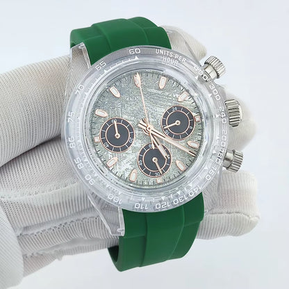 39Mm Men'S Watches Acrylic Transparent Case Watches VK63 Watches Luxury Men'S Watches Support Custom Logo Watches