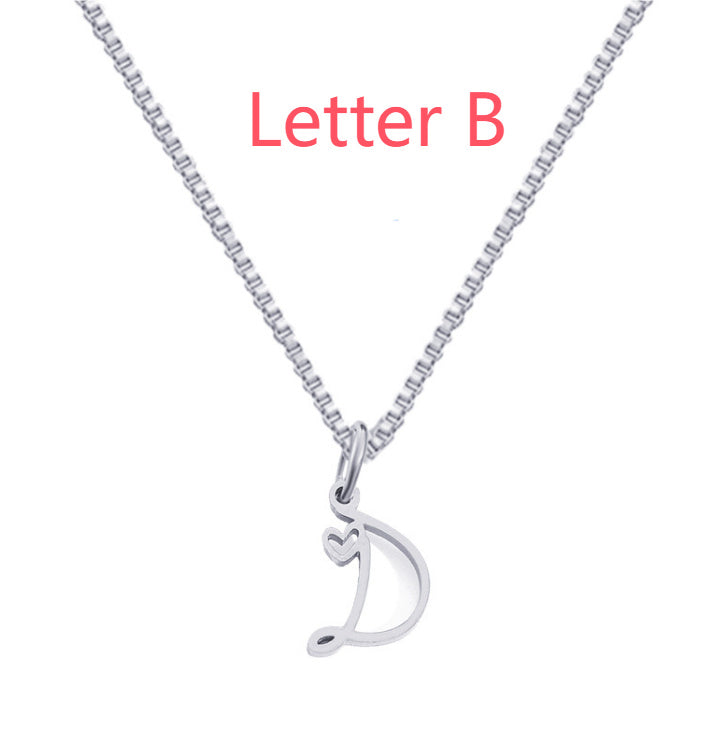 26 Love Letters Titanium Steel Pendants Necklace