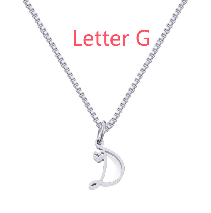 26 Love Letters Titanium Steel Pendants Necklace