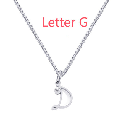 26 Love Letters Titanium Steel Pendants Necklace