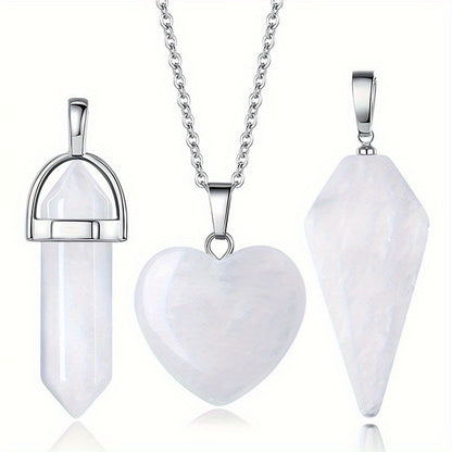 Purple Crystal Natural Stone Hexagonal Column Pendant Necklace