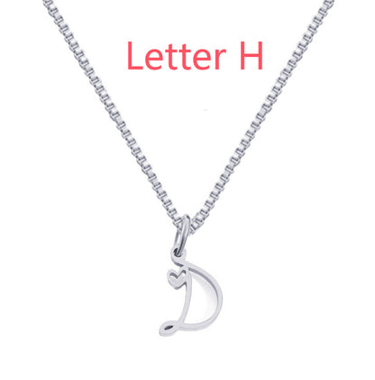 26 Love Letters Titanium Steel Pendants Necklace
