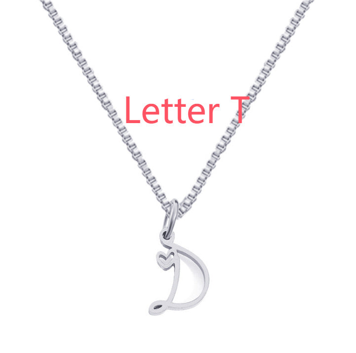 26 Love Letters Titanium Steel Pendants Necklace