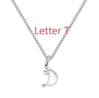 26 Love Letters Titanium Steel Pendants Necklace