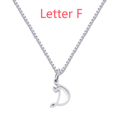 26 Love Letters Titanium Steel Pendants Necklace