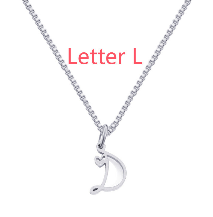 26 Love Letters Titanium Steel Pendants Necklace