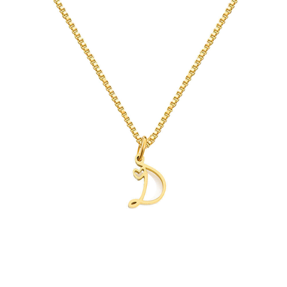 26 Love Letters Titanium Steel Pendants Necklace