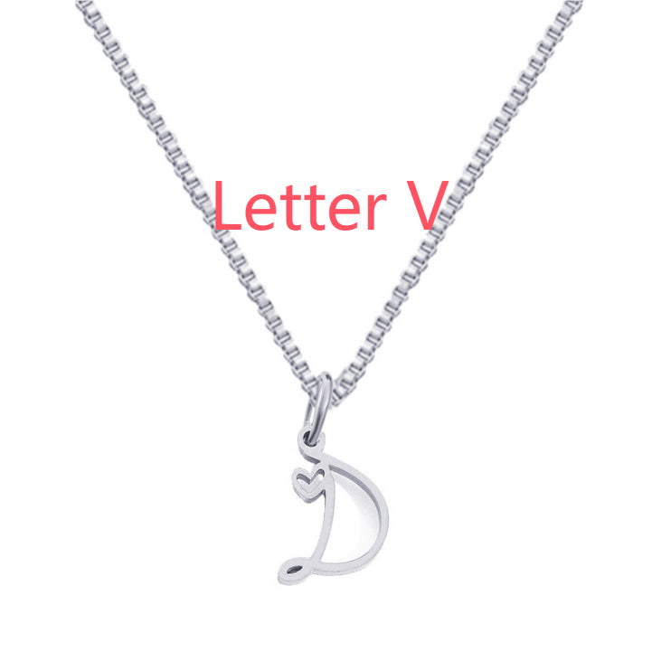26 Love Letters Titanium Steel Pendants Necklace