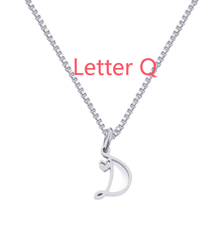 26 Love Letters Titanium Steel Pendants Necklace