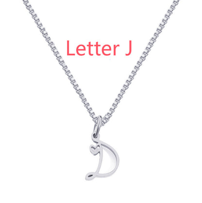 26 Love Letters Titanium Steel Pendants Necklace
