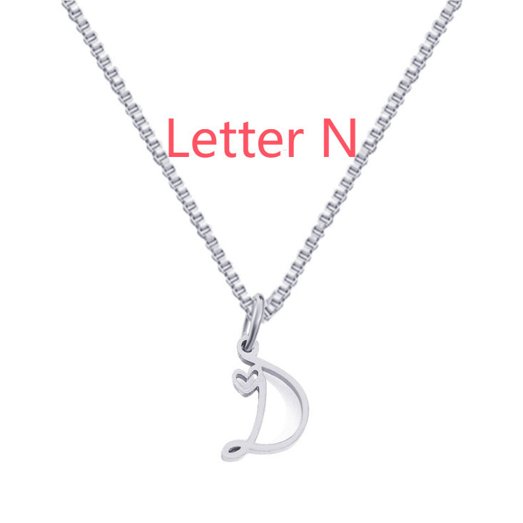 26 Love Letters Titanium Steel Pendants Necklace