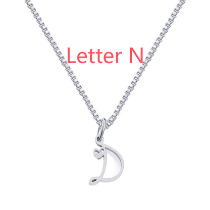 26 Love Letters Titanium Steel Pendants Necklace