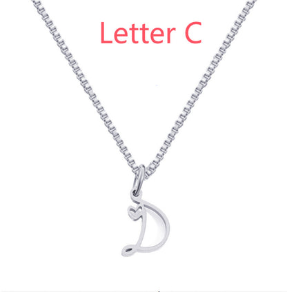 26 Love Letters Titanium Steel Pendants Necklace