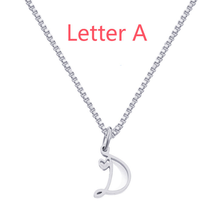 26 Love Letters Titanium Steel Pendants Necklace