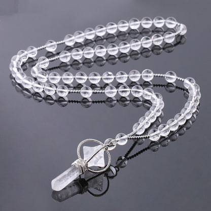 Natural White Crystal Column Natural Stone NecklaceNatural White Crystal Column Natural Stone Necklace