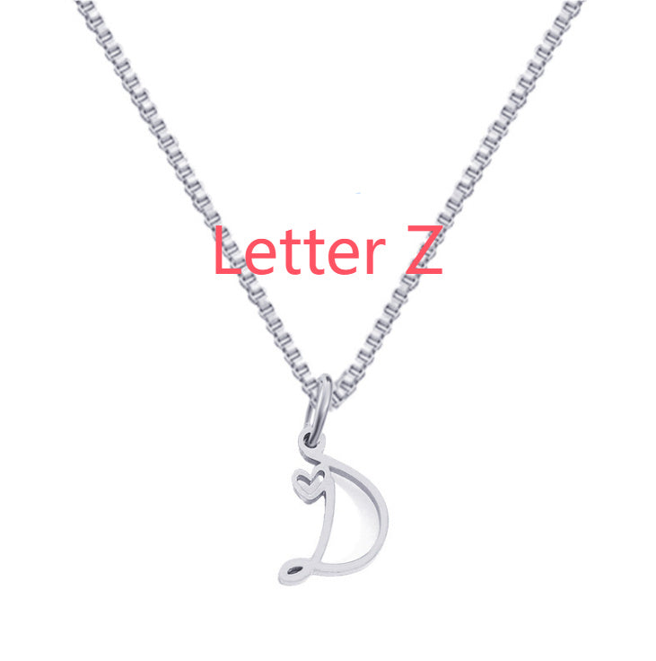 26 Love Letters Titanium Steel Pendants Necklace