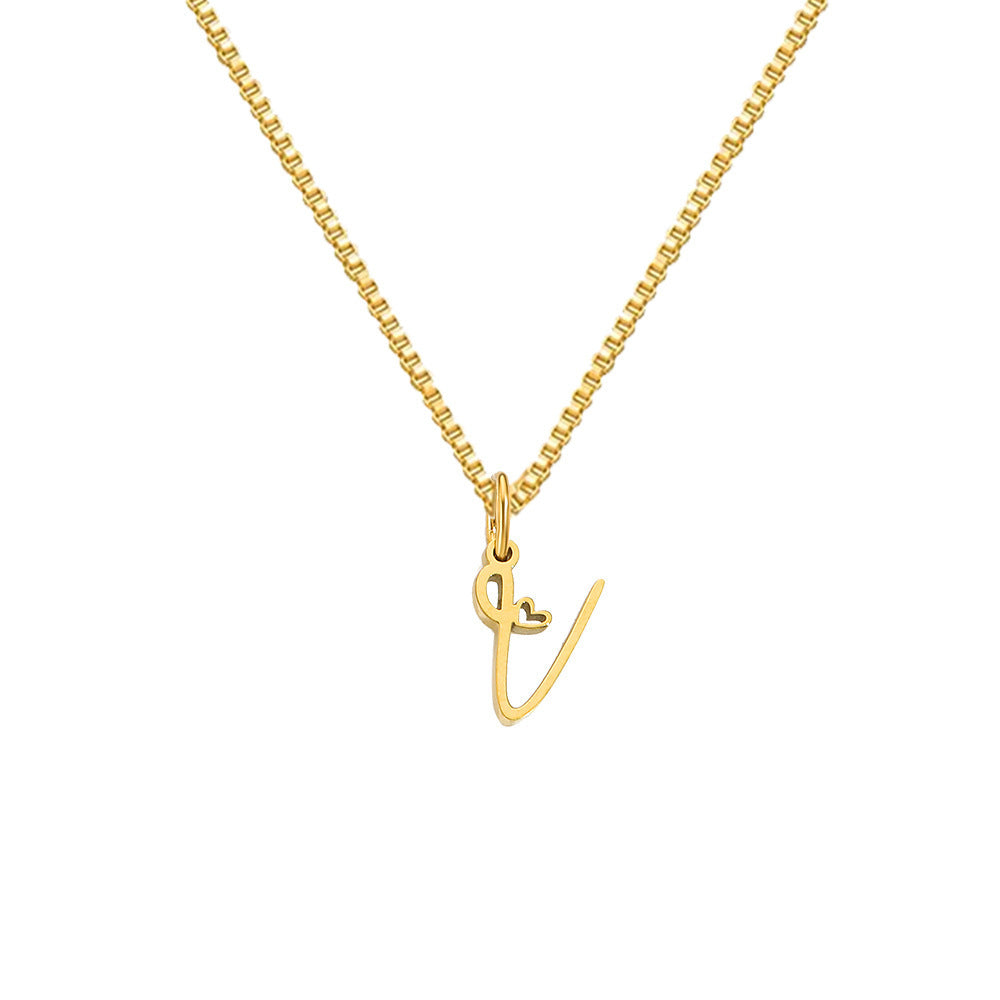 26 Love Letters Titanium Steel Pendants Necklace