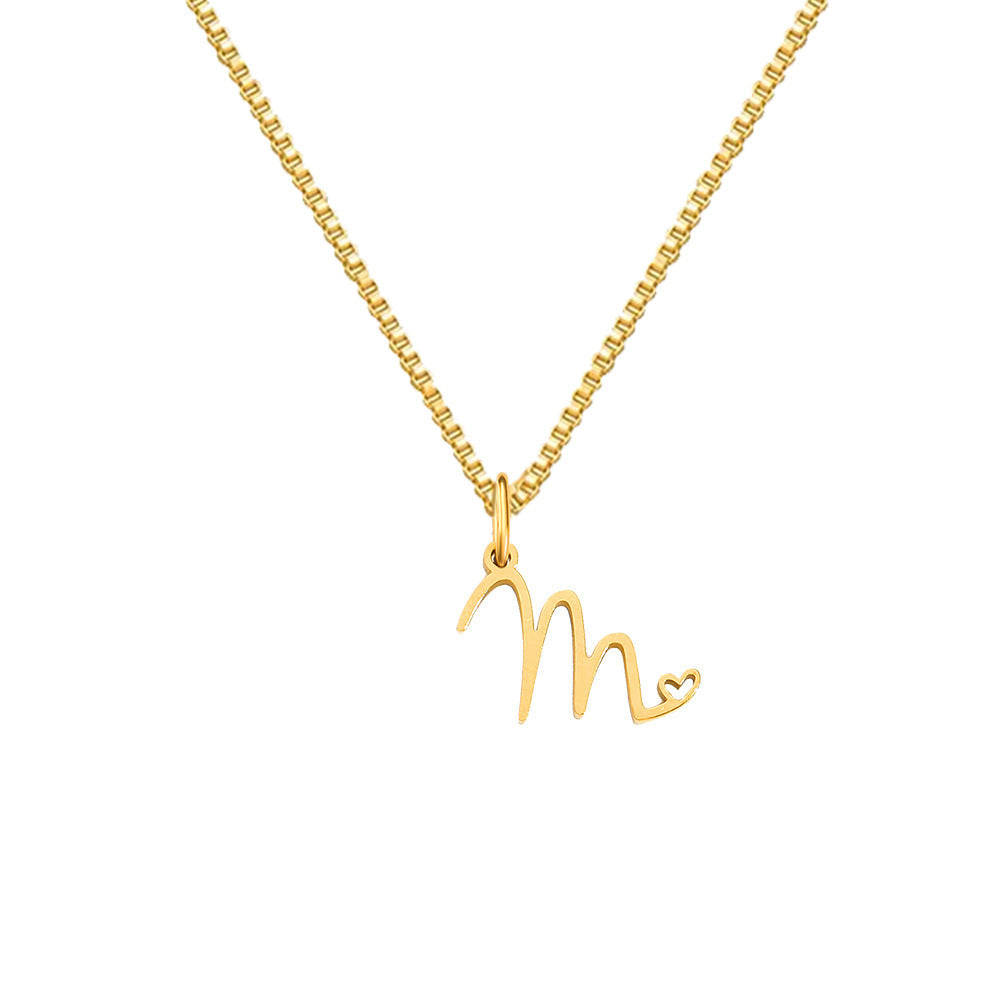 26 Love Letters Titanium Steel Pendants Necklace