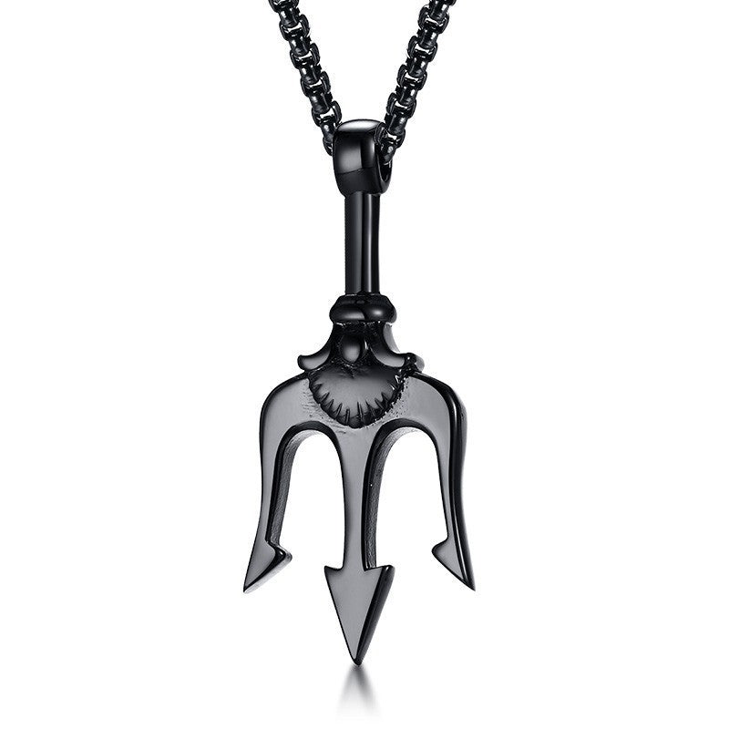 Titanium steel trident necklace
