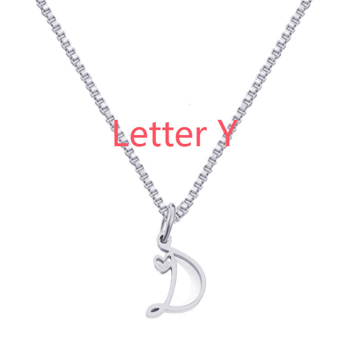 26 Love Letters Titanium Steel Pendants Necklace