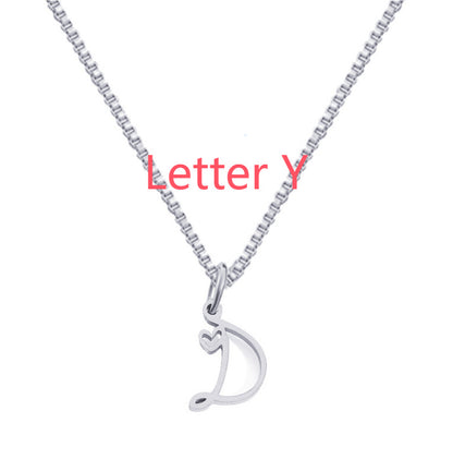 26 Love Letters Titanium Steel Pendants Necklace