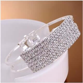 Lazynn Jewelry Store rhinestone bracelets in silver and gold, featuring multi-row diamond design for a stylish look.