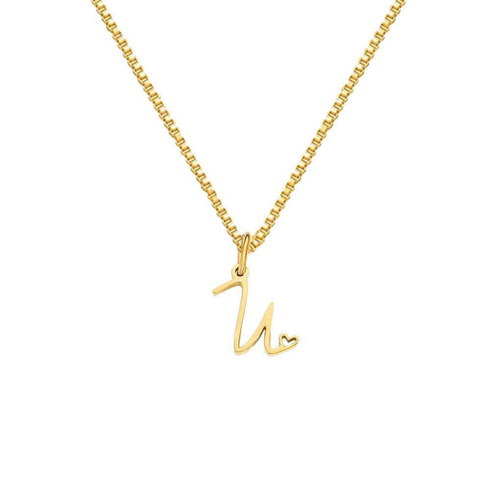 26 Love Letters Titanium Steel Pendants Necklace