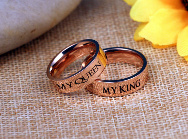My King Queen Ring 14k Rose Gold Couple Ring