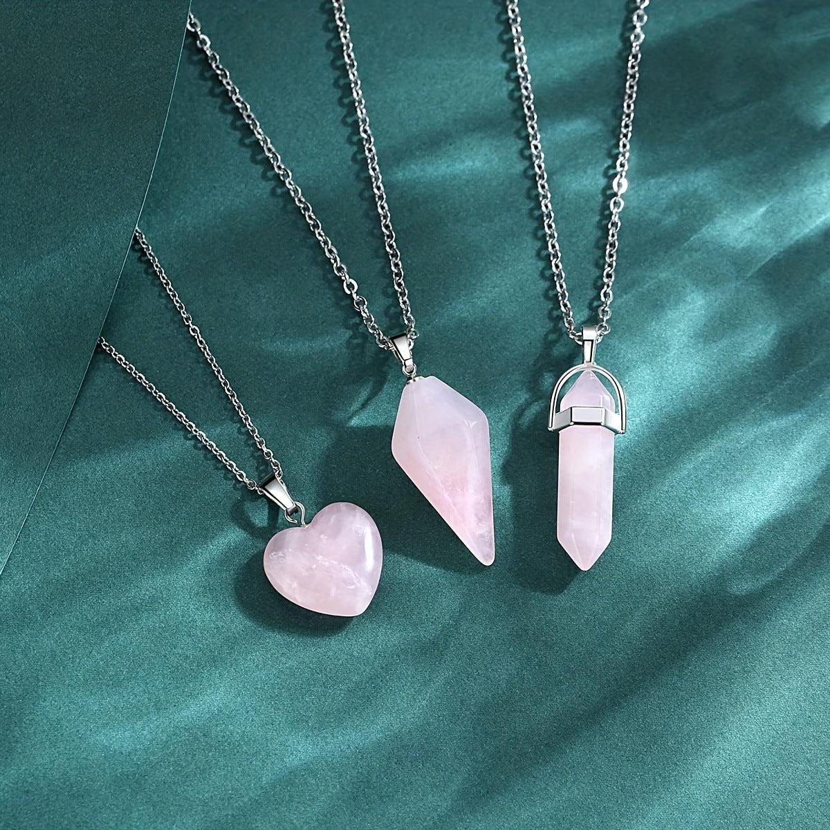 Purple Crystal Natural Stone Hexagonal Column Pendant Necklace