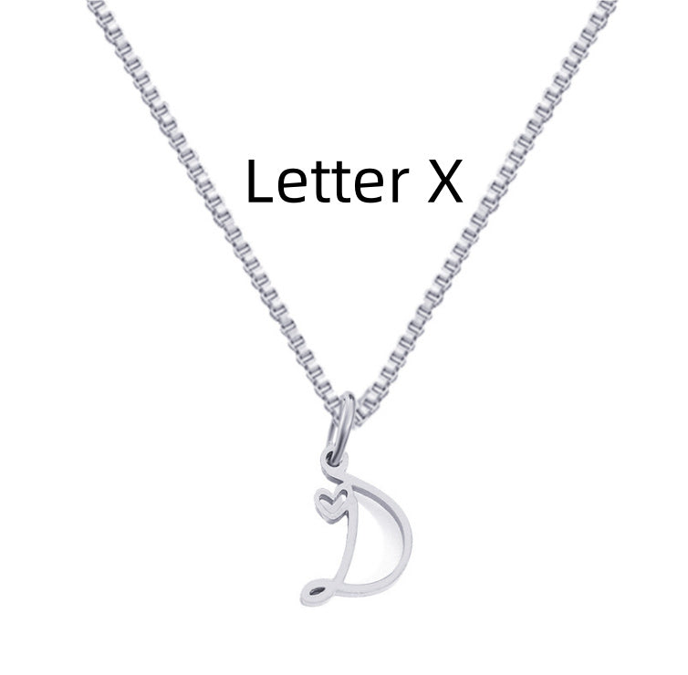 26 Love Letters Titanium Steel Pendants Necklace