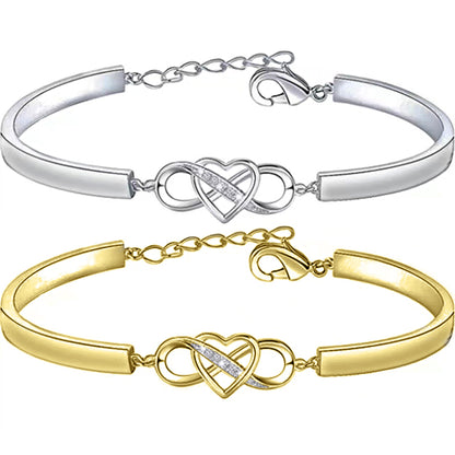 Infinity Heart Bracelet Bangle Crystal Love Forever Symbol Charm Bracelets