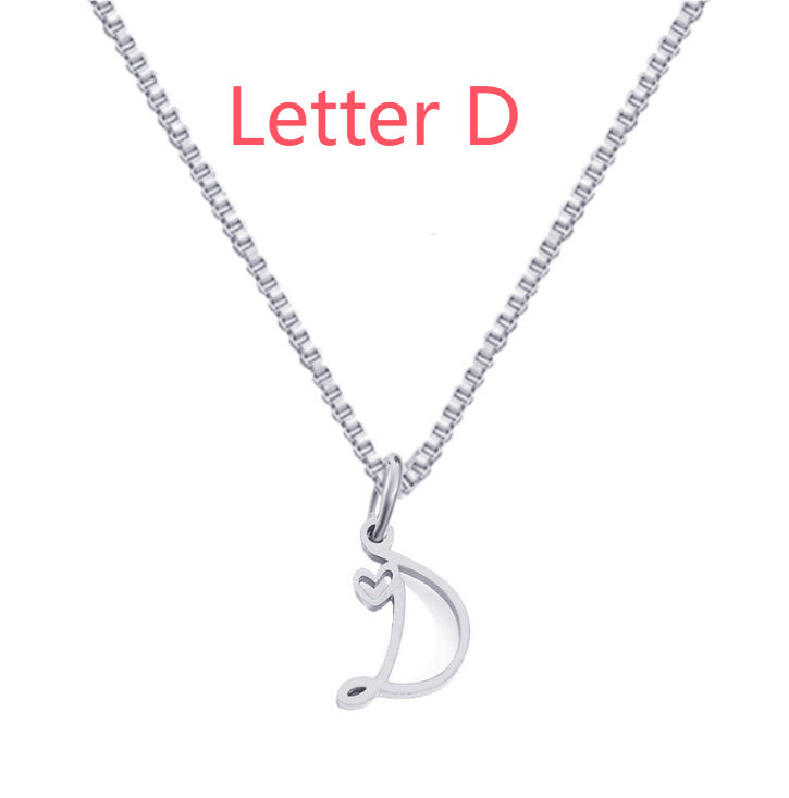26 Love Letters Titanium Steel Pendants Necklace