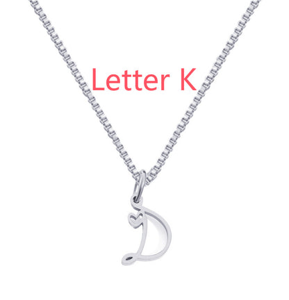 26 Love Letters Titanium Steel Pendants Necklace