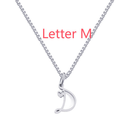 26 Love Letters Titanium Steel Pendants Necklace