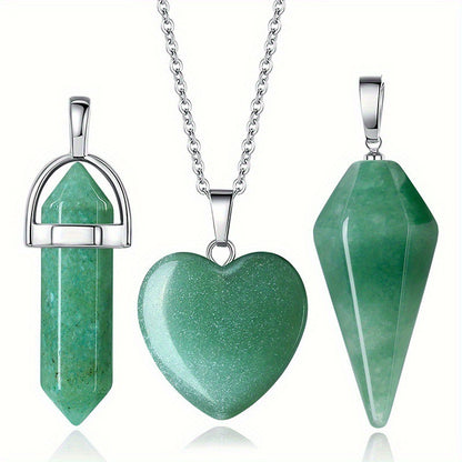 Purple Crystal Natural Stone Hexagonal Column Pendant Necklace