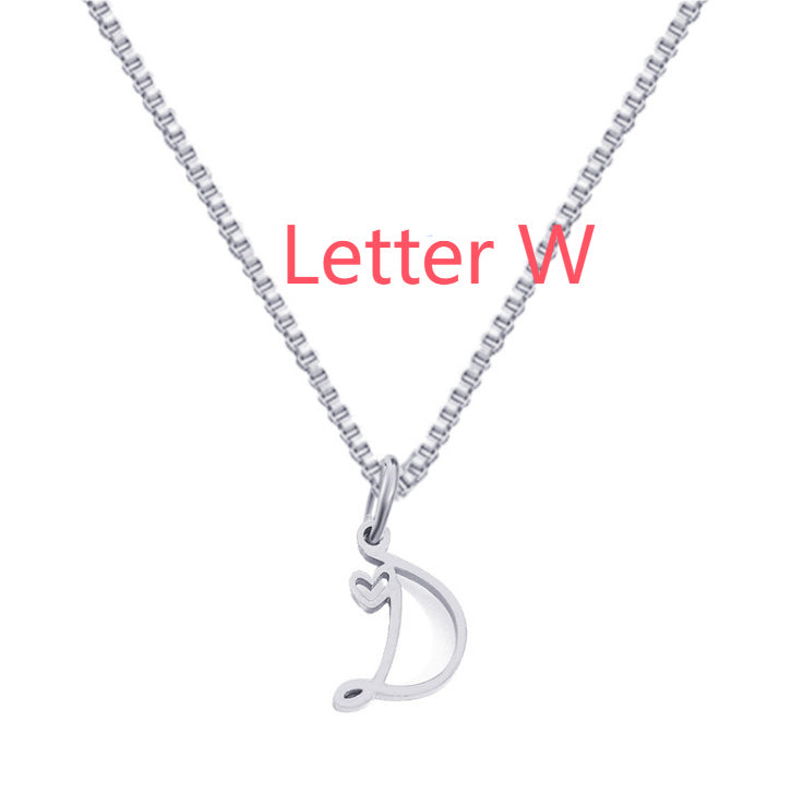 26 Love Letters Titanium Steel Pendants Necklace