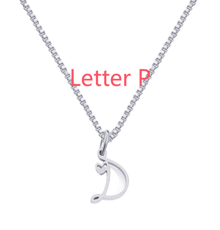 26 Love Letters Titanium Steel Pendants Necklace