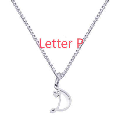26 Love Letters Titanium Steel Pendants Necklace