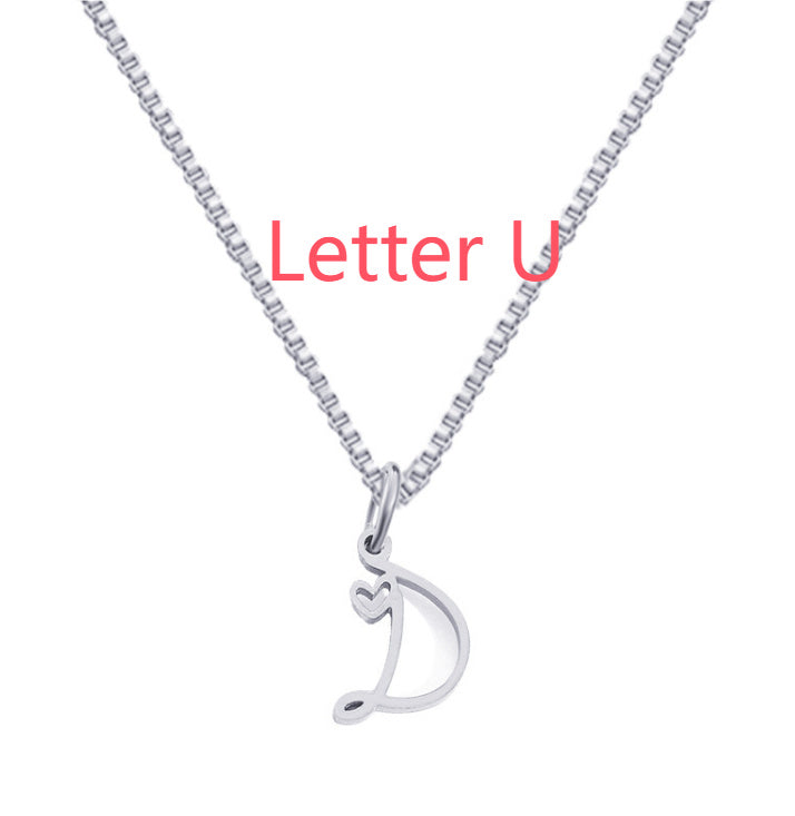 26 Love Letters Titanium Steel Pendants Necklace