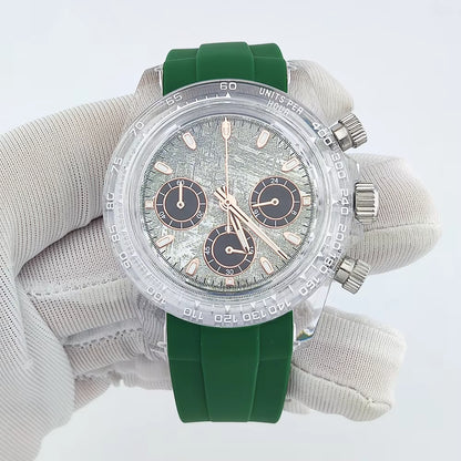 39Mm Men'S Watches Acrylic Transparent Case Watches VK63 Watches Luxury Men'S Watches Support Custom Logo Watches